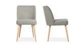 Lot de 2 chaises en tissu bouclé gris clair piètement bois - Collection Force - Vtwonen