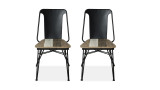 Lot de 2 chaises en métal noir assise en acacia - Carmen