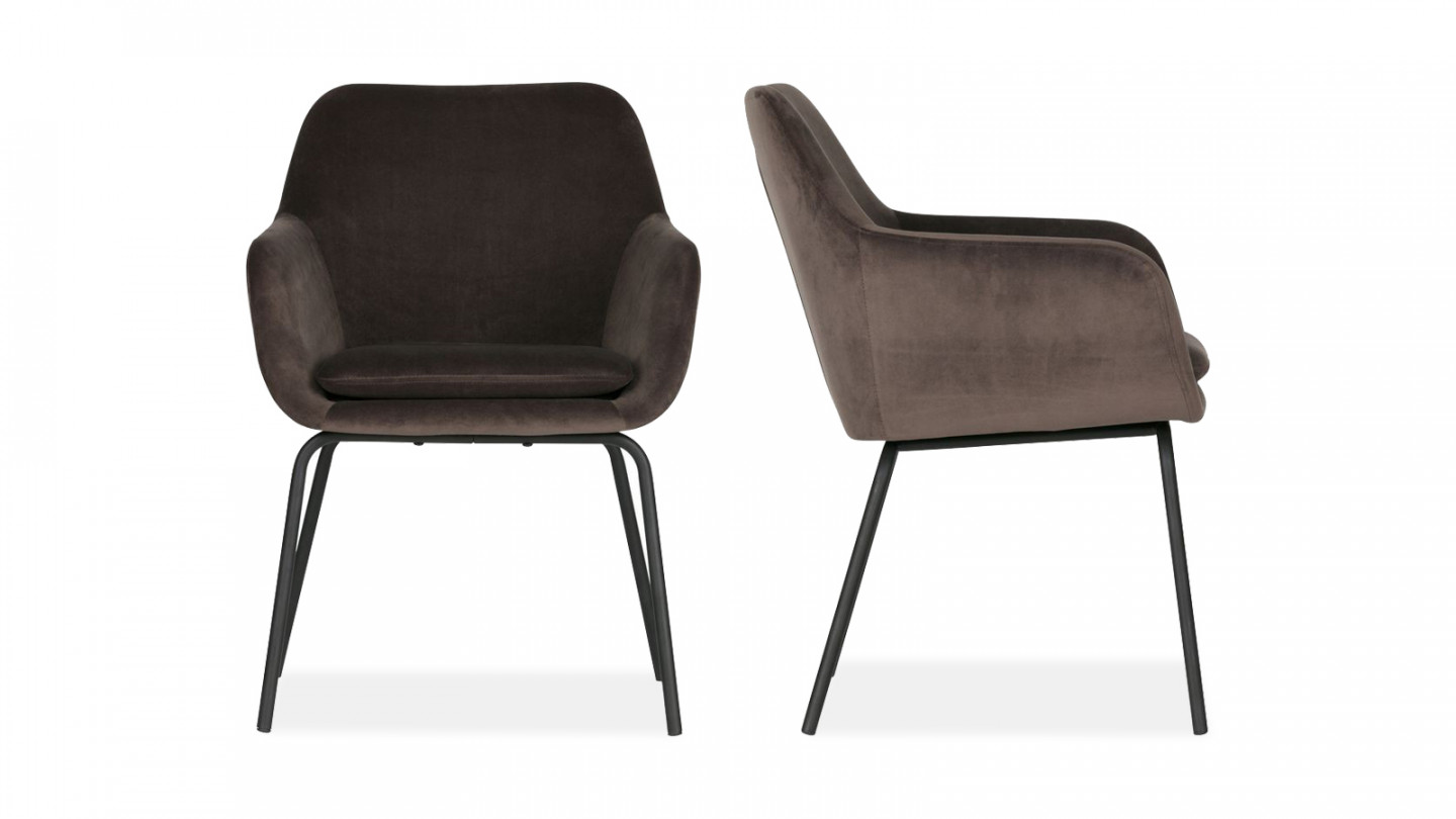 Lot de 2 fauteuils en velours anthracite - Collection Mood - Vtwonen