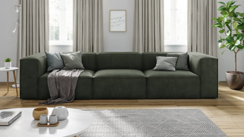Canapé modulable 4 places en tissu vert - Roma - Elle Décoration