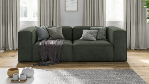 Canapé modulable 3 places en tissu vert - Roma - Elle Décoration