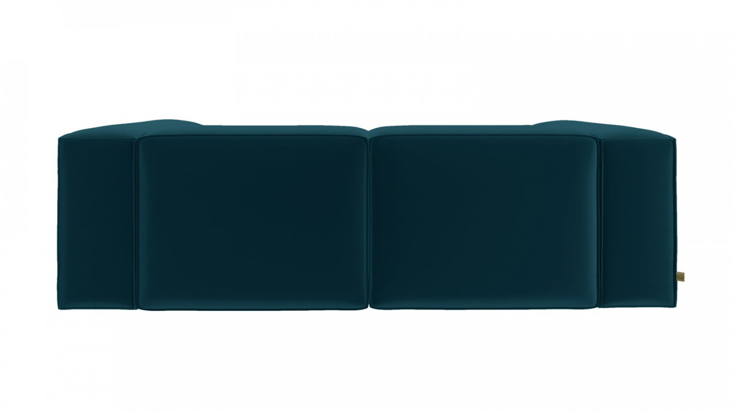 Canapé modulable 3 places en velours bleu canard - Roma - Elle Décoration