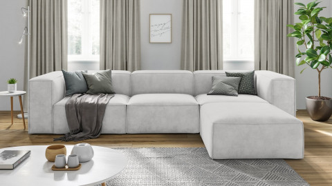 Canapé d'angle modulable 5 places en tissu beige - Roma - Elle Décoration