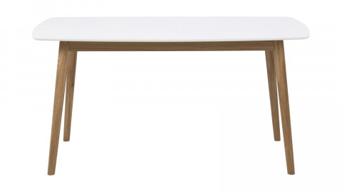 Table à manger rectangulaire blanche et piètement en bois 150 cm - Nagano