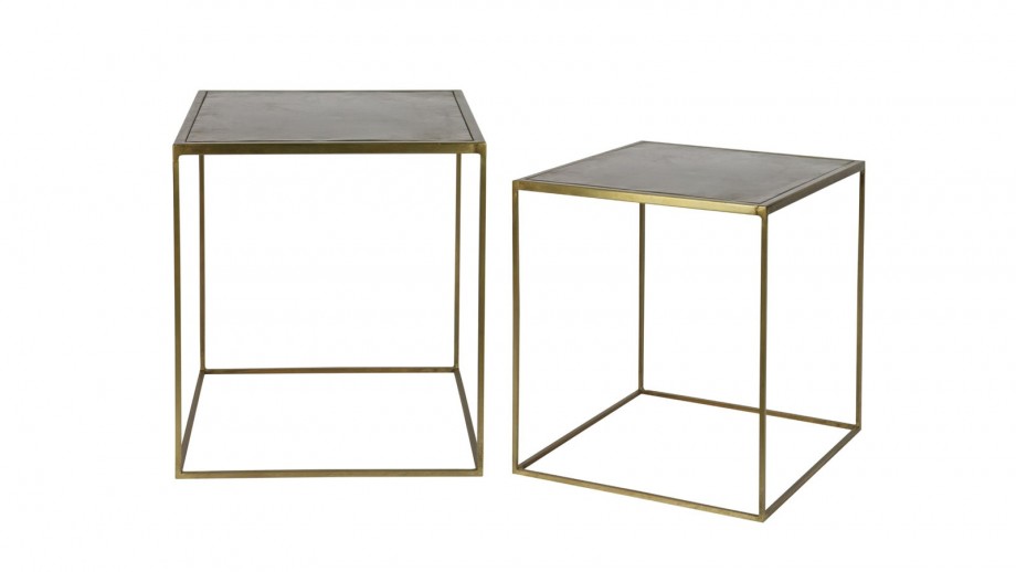 Lot de 2 tables basses 40x40cm en métal et laiton – Collection Metallic
