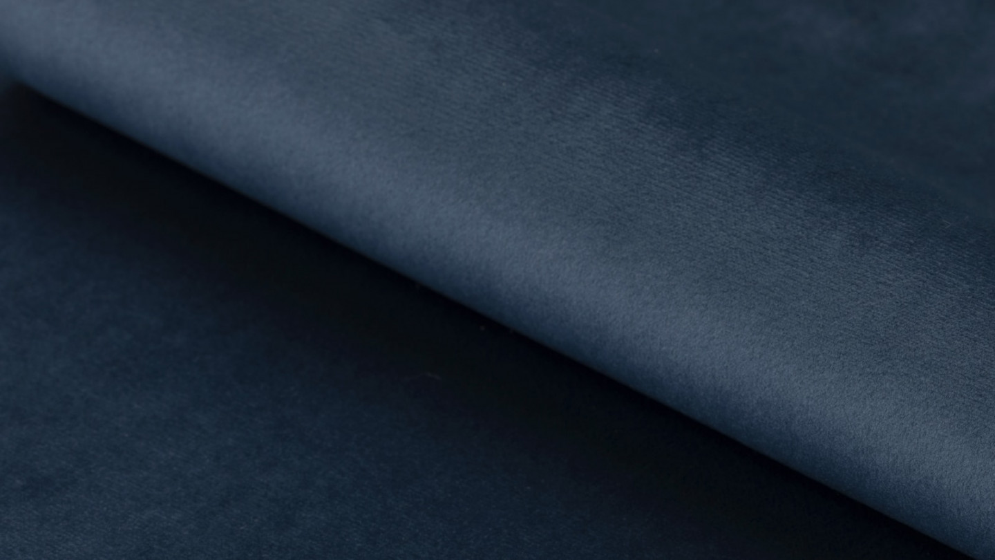 Fauteuil en velours bleu et piètement en métal noir - Ramsey