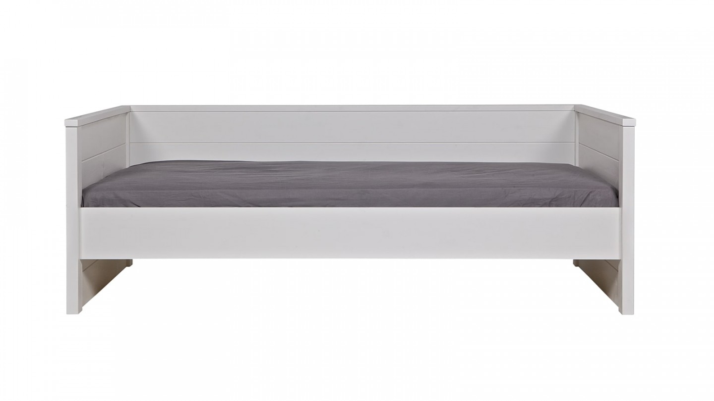 Lit canapé blanc en pin brossé – Collection Jade – Woood