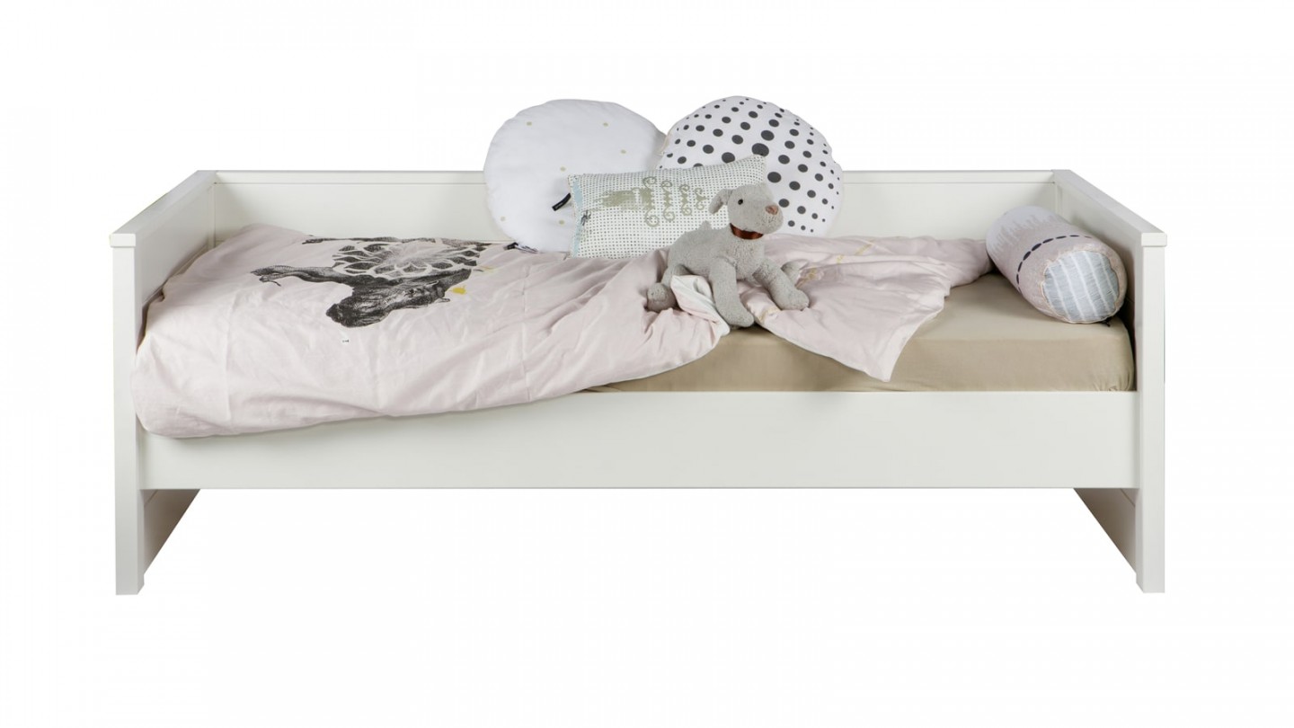Lit canapé blanc en pin brossé – Collection Jade – Woood