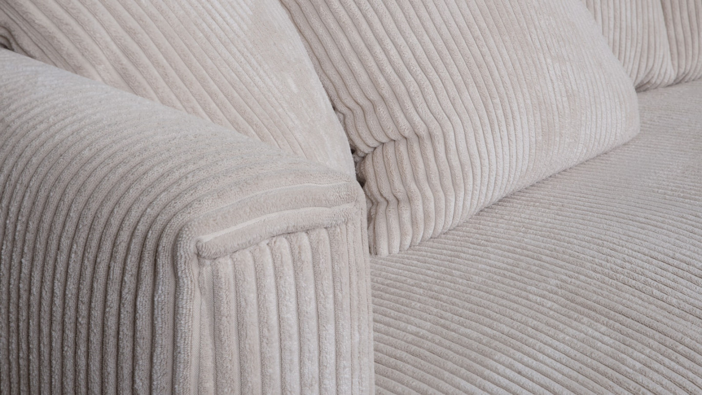 Canapé 3 places velours cotelé beige + 4 coussins - Collection Denver