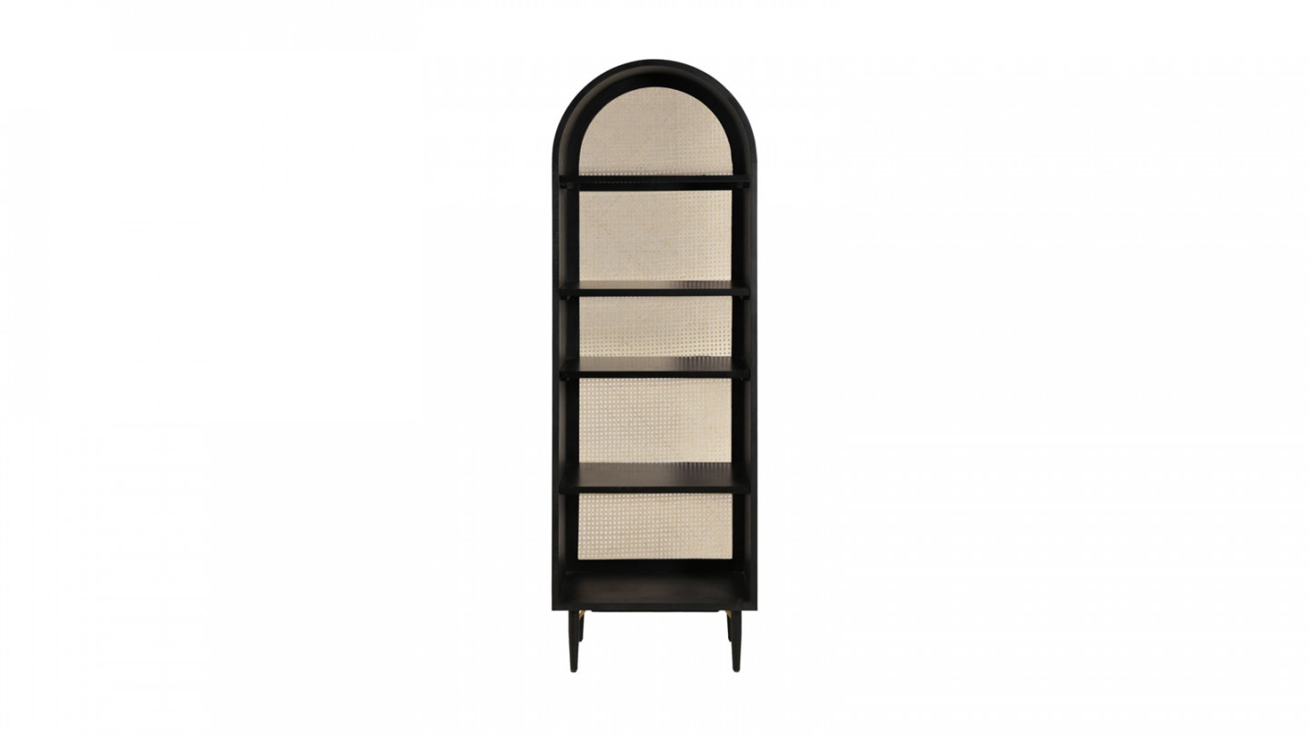 Etagère en cannage et chêne noir 190 cm - Exalt