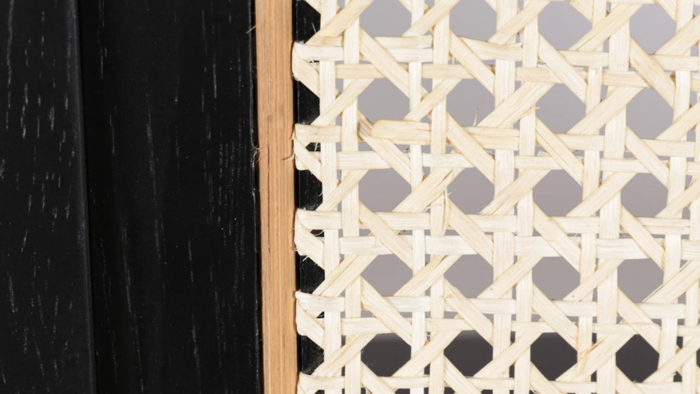 Etagère en cannage et chêne noir 190 cm - Exalt