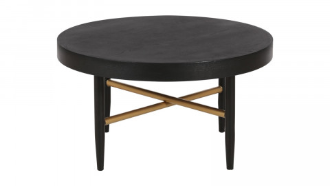 Table basse ronde en chêne et métal noir - Exalt
