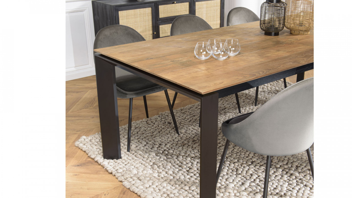 Table ronde extensible en bois et piétement en métal design pour salle à  manger