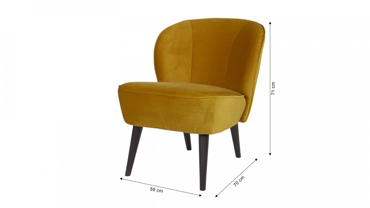 Fauteuil en Velours ocre – Collection Sara – Woood