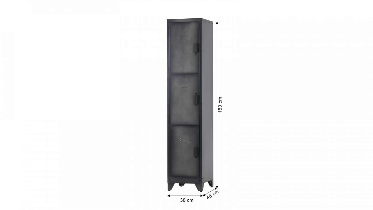 Armoire 3 portes en métal noir - Collection Cas