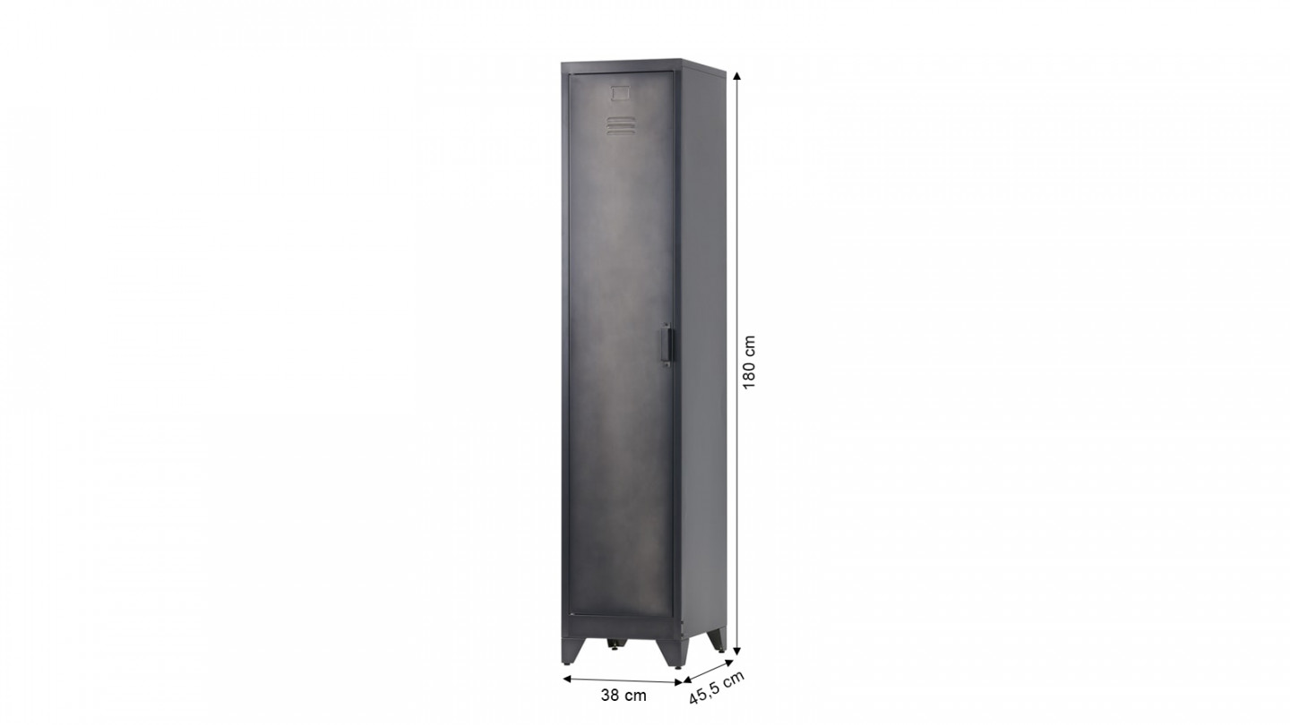 Armoire 1 porte en métal noir - Collection Cas