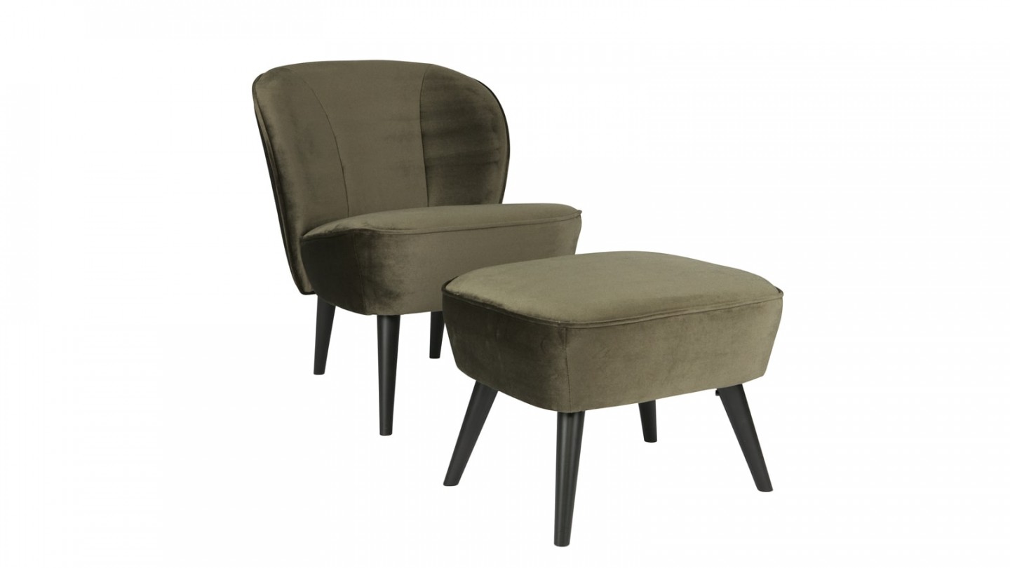Tabouret sur jambes vert chaud – Collection Sara – Woood