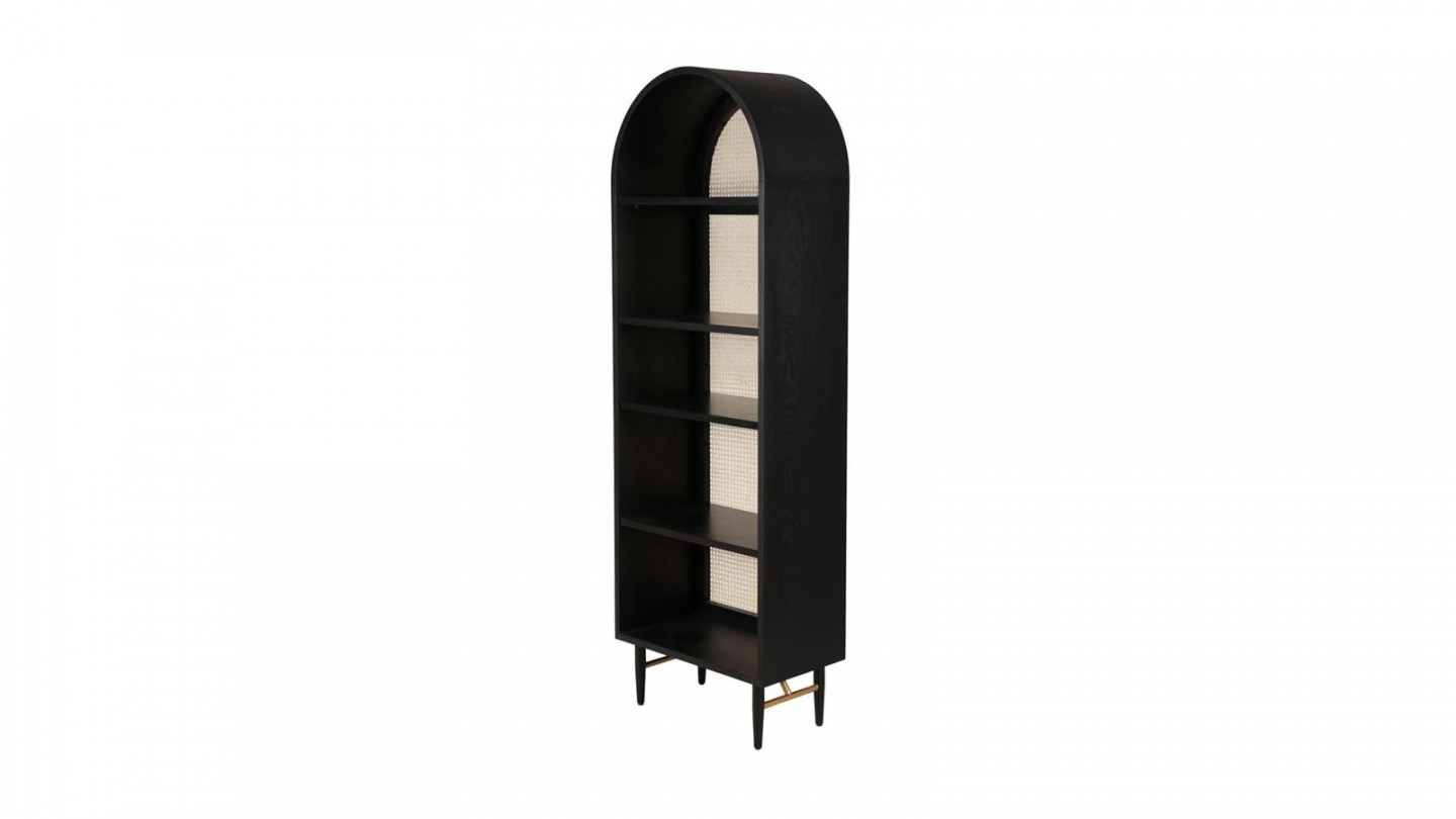 Etagère en cannage et chêne noir 190 cm - Exalt