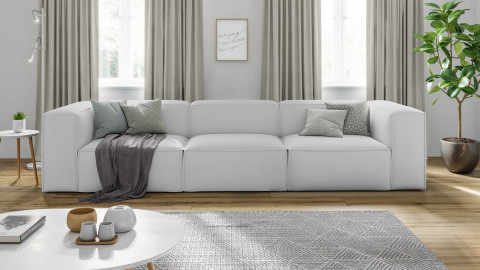 Canapé modulable 4 places en tissu beige - Roma - Elle Décoration