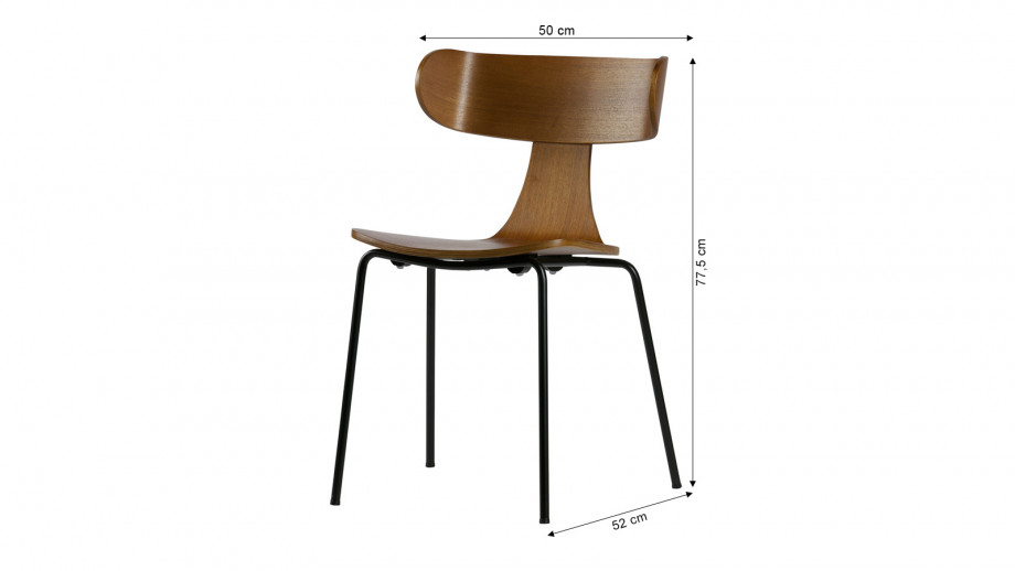 Lot de 2 chaises en bois de frêne marron piètement en métal - Collection Form