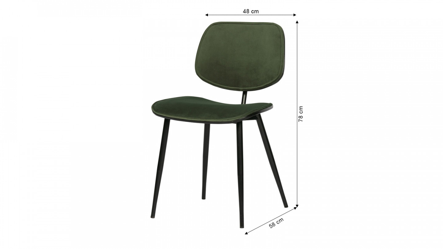 Lot de 2 chaises en velours vert piètemen métal - Collection Jackie - Woood