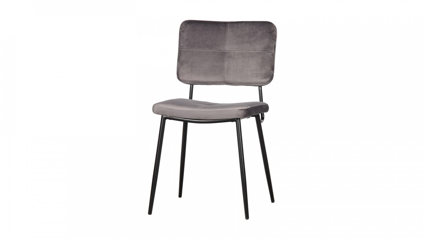 Lot de 2 chaises en velours anthracite - Collection Kaat - Woood