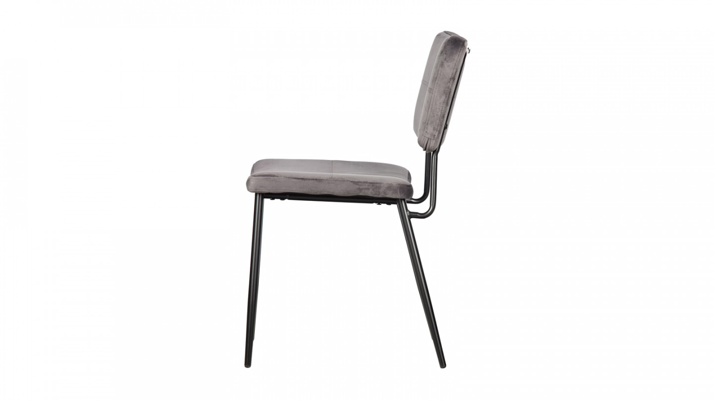 Lot de 2 chaises en velours anthracite - Collection Kaat - Woood