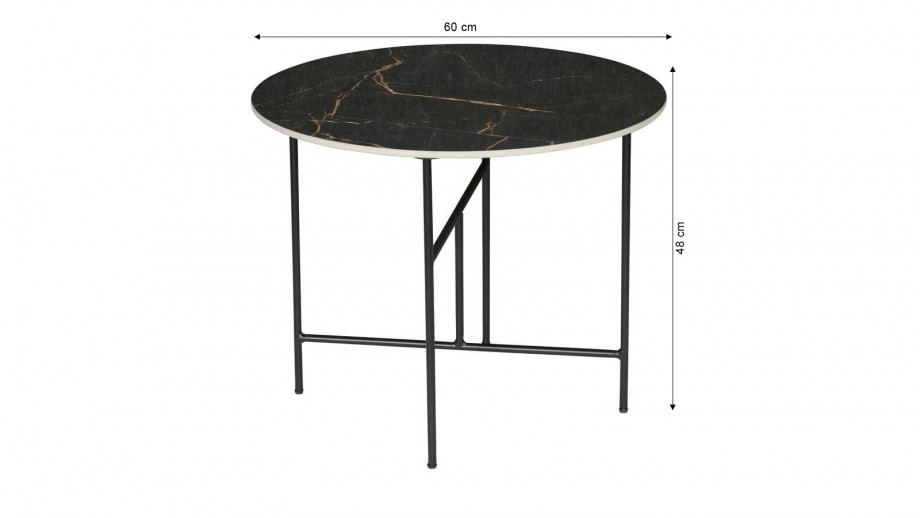 Table basse ronde 48xø80 en marbre noir piètement en métal noir - Collection Vida - Woood