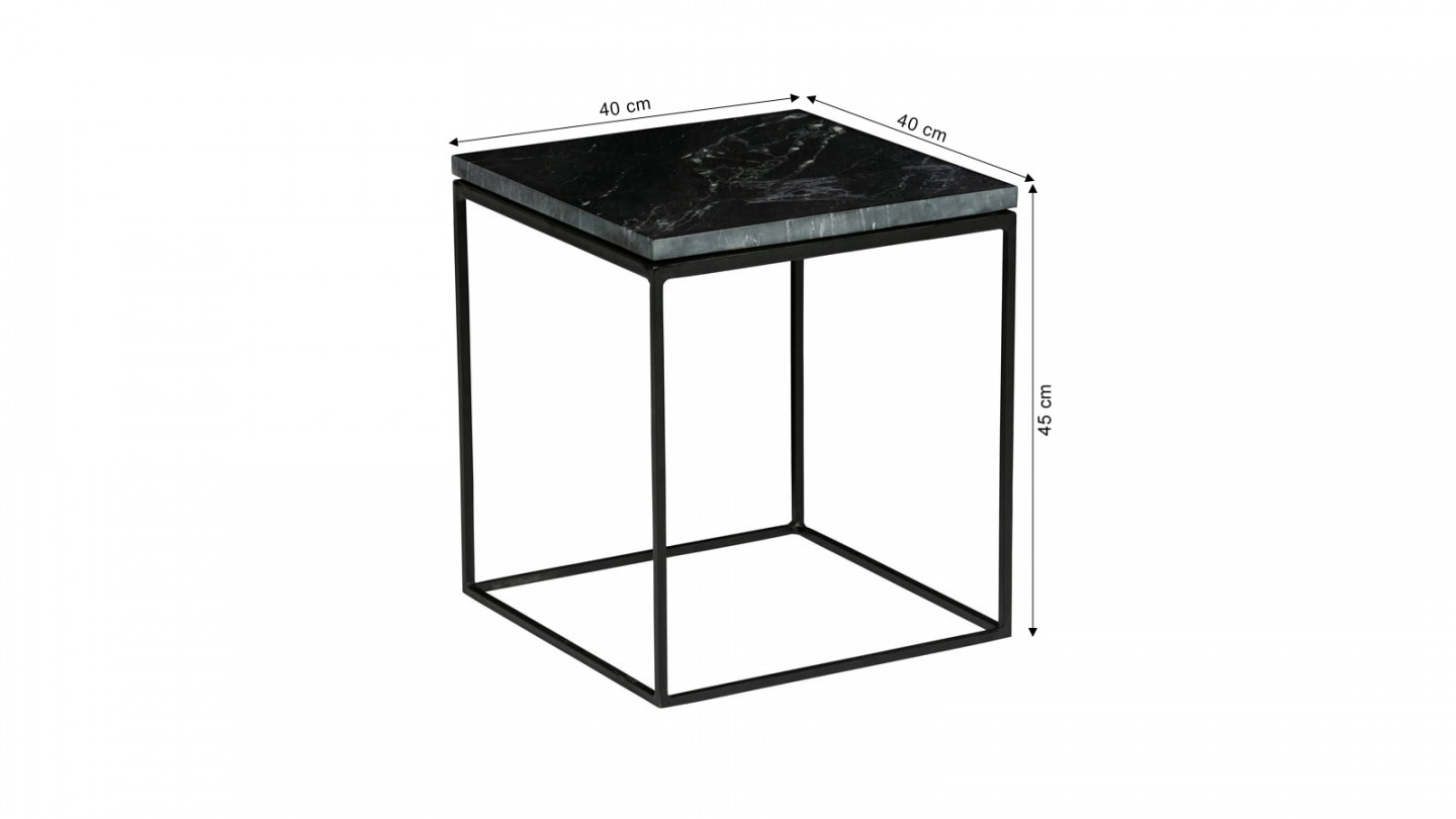 Lot de 2 tables gigognes carrées en marbre et métal noir - Collection Rodeo - BePureHome
