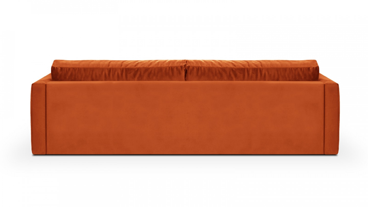 Canapé 3 places en velours rouille + 4 coussins - Denver