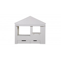 Structure de lit cabane en pin blanc (sans tiroirs) – Collection Huisie – Woood