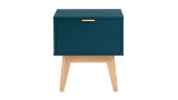 Table de chevet 1 tiroir - laqué bleu canard - Collection Emma - ELLE DÉCORATION
