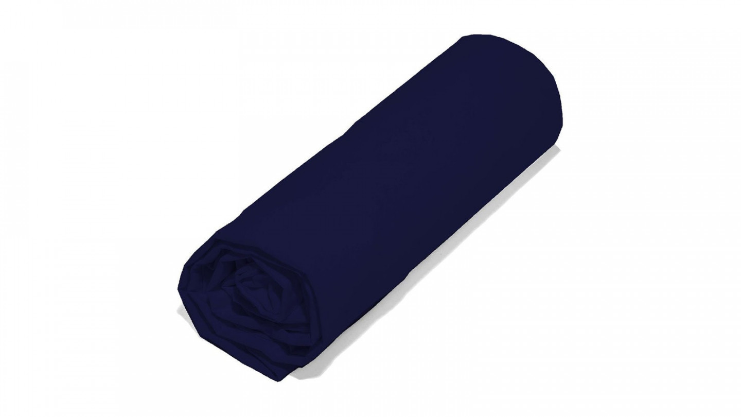 Drap Housse en coton bio - 57 fils/cm² - 160x200cm - Bleu marine
