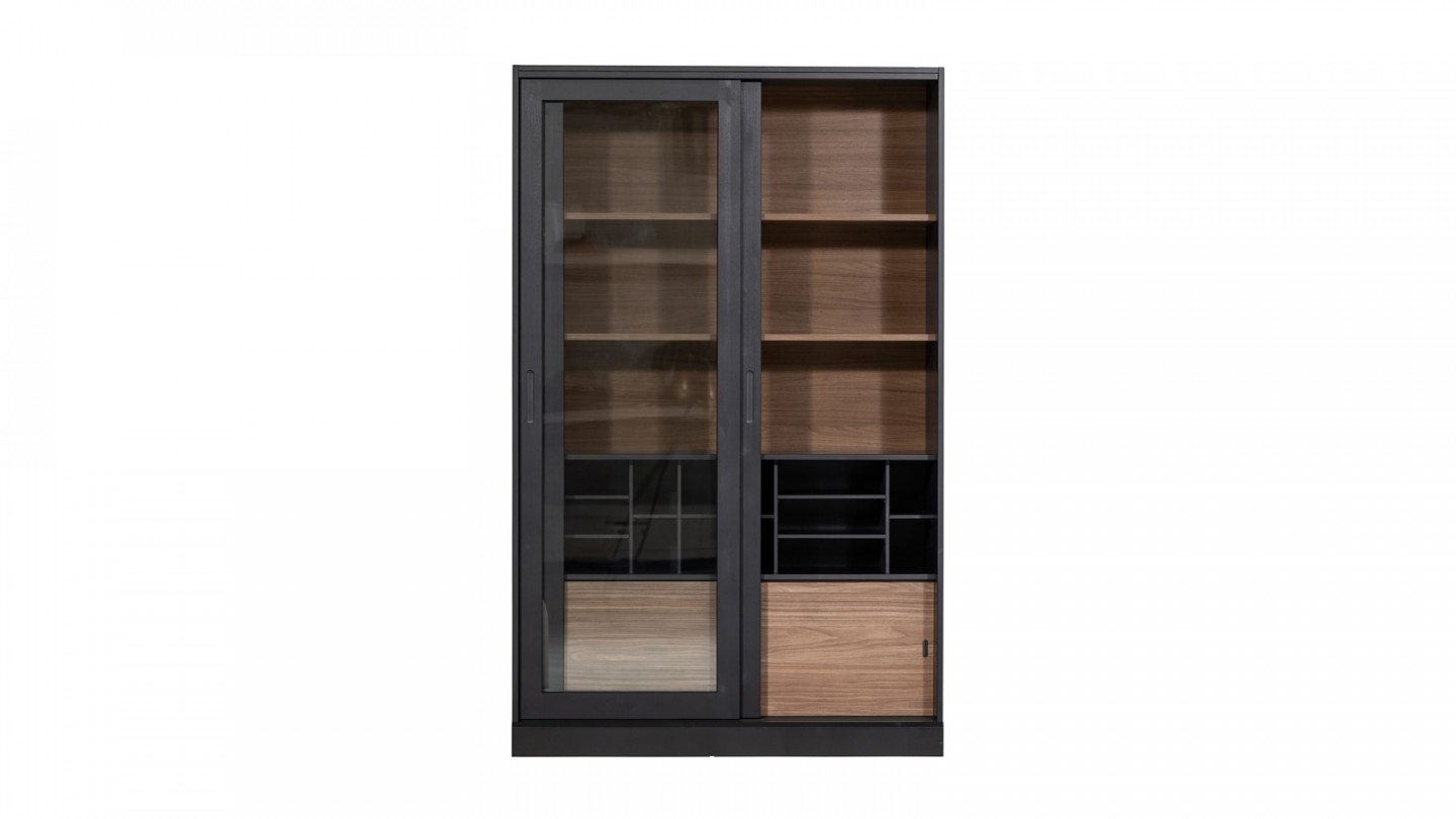 Vitrine 2 portes en bois noir - Collection James - Woood
