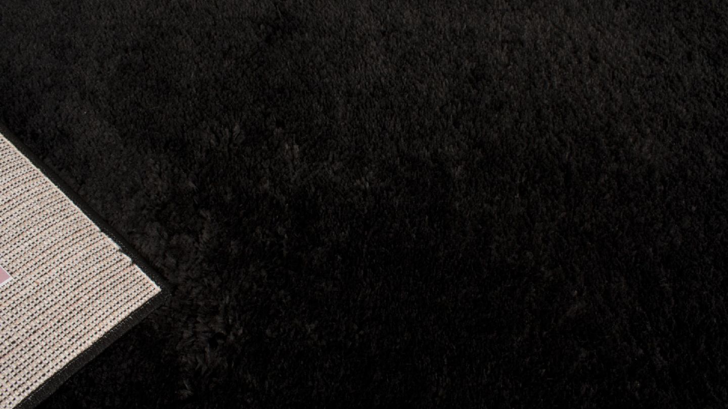Tapis à poils longs uni noir 67x90 cm - Oslo