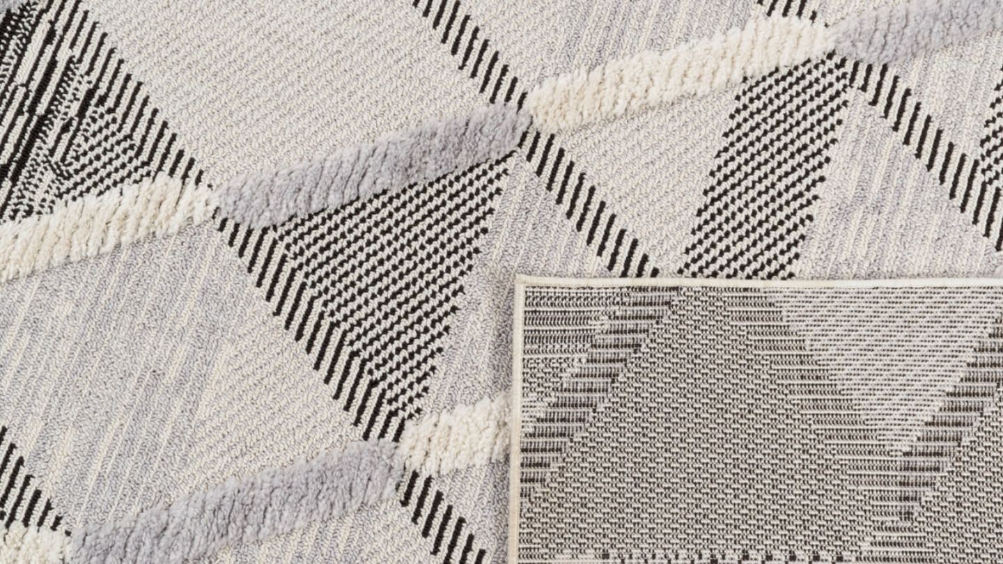Tapis à motif géométrique anthracite 80x150 cm - Hoda