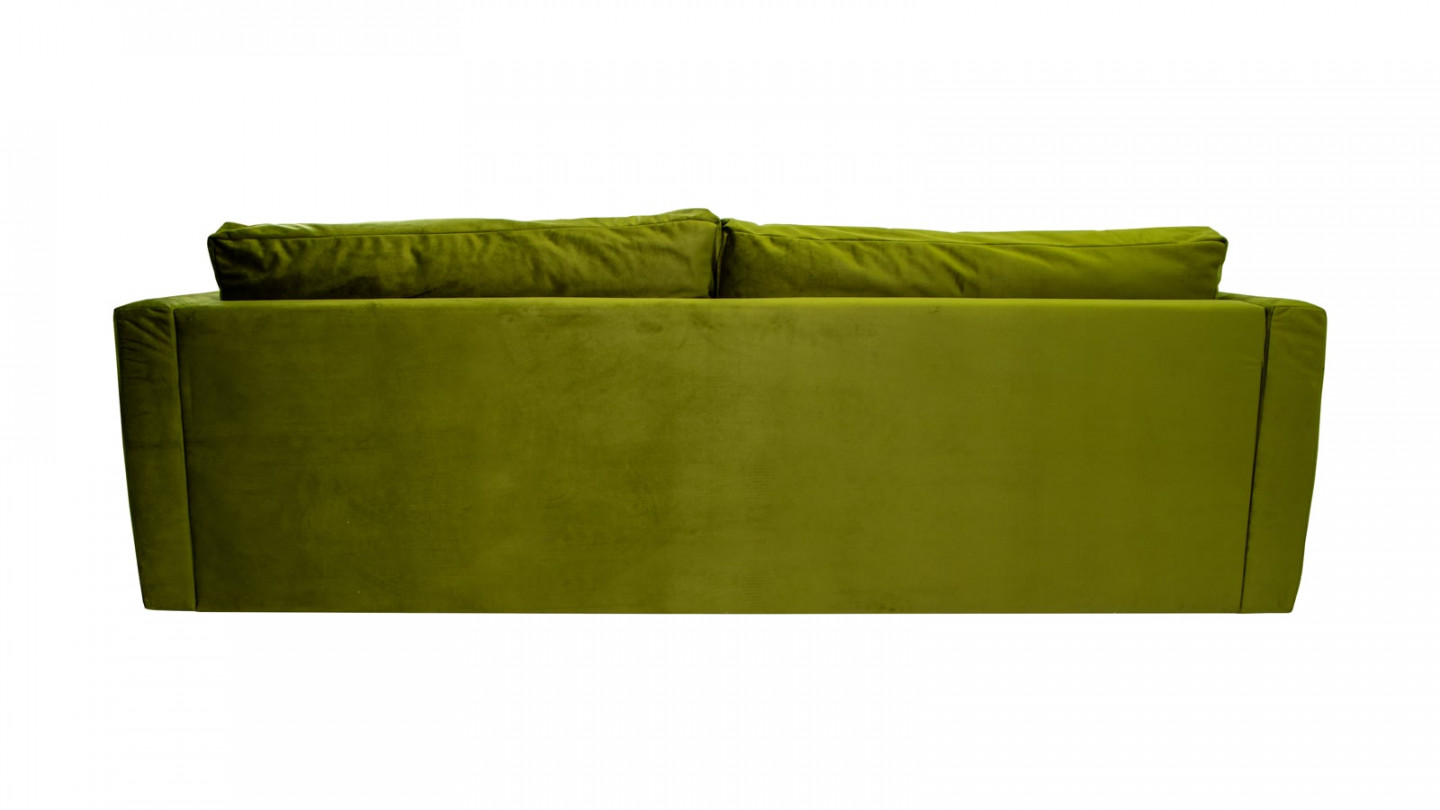 Canapé 3 places velours vert olive + 4 coussins - Collection Denver
