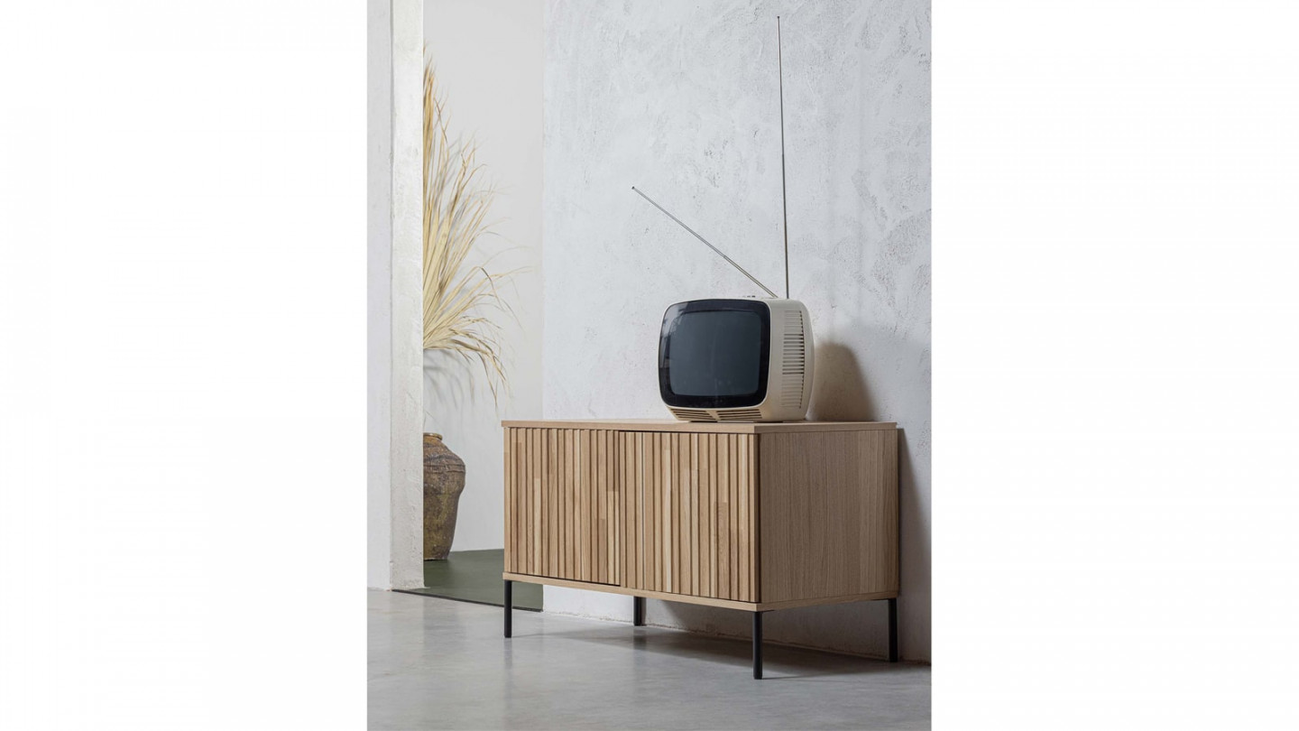 Meuble TV en chêne naturel 100 cm - Gravure - Woood