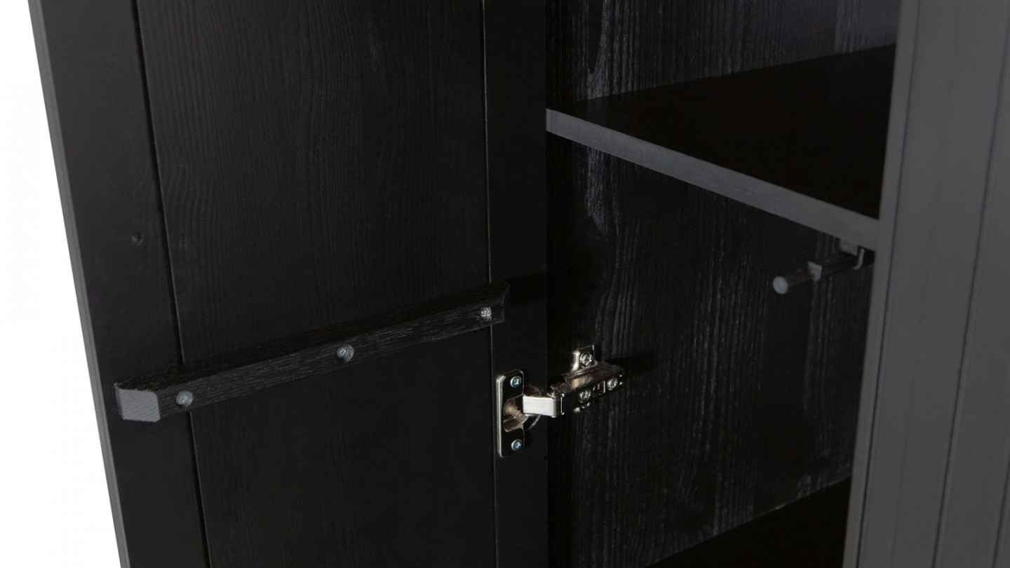 Armoire 2 portes en pin noir - Gravure - Woood