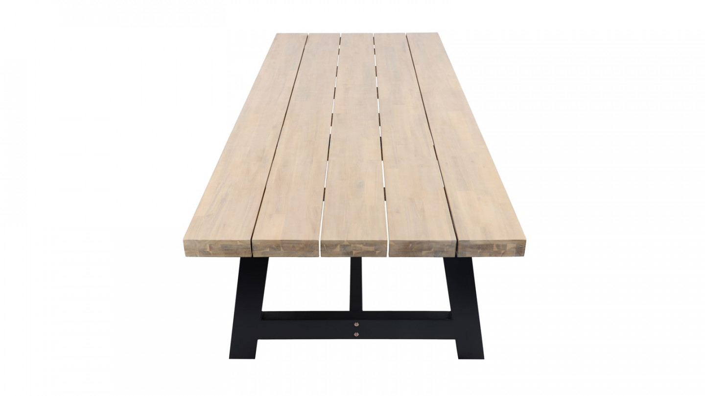 Table de jardin extensible 8 personnes en aluminium et bois d'acacia - Ubud