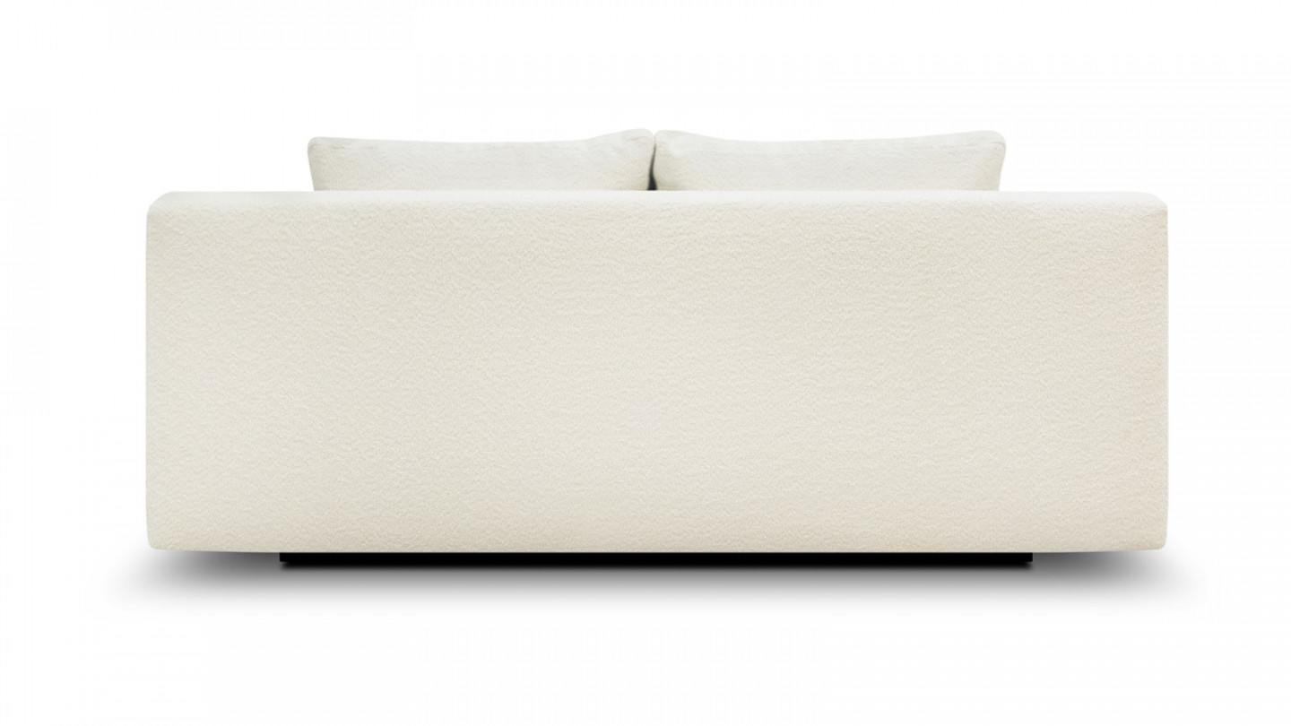 Canapé convertible 3 places avec coffre de rangement en tissu bouclette beige - Laria