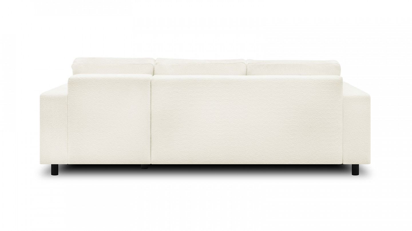 Canapé d'angle à droite convertible 4 places en tissu bouclette beige - Marceau