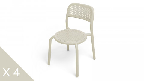 Lot de 4 chaises en aluminium beige - Toní Chair - Fatboy