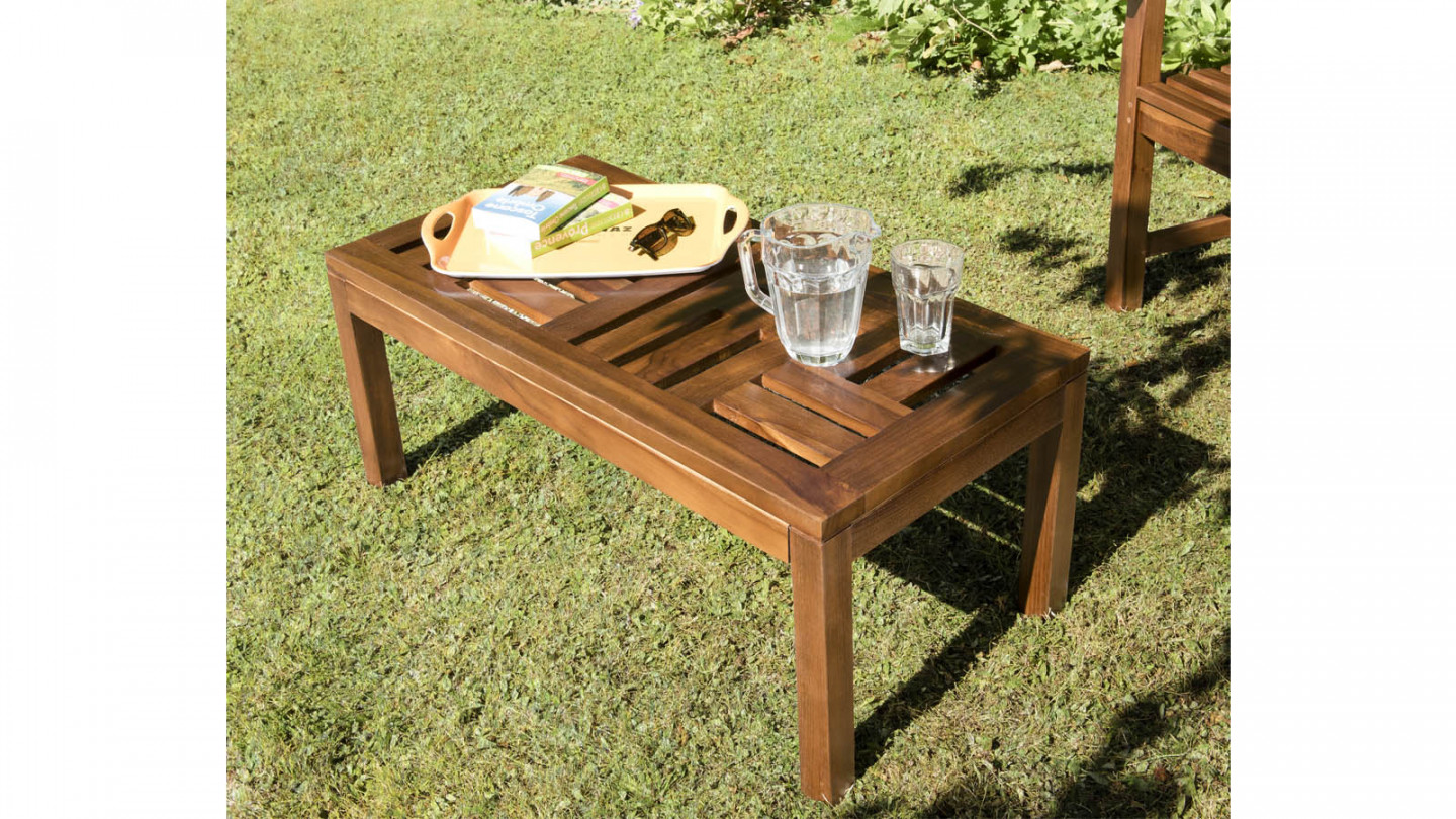 Table basse de jardin 100x50 cm en teck huilé - Maeva