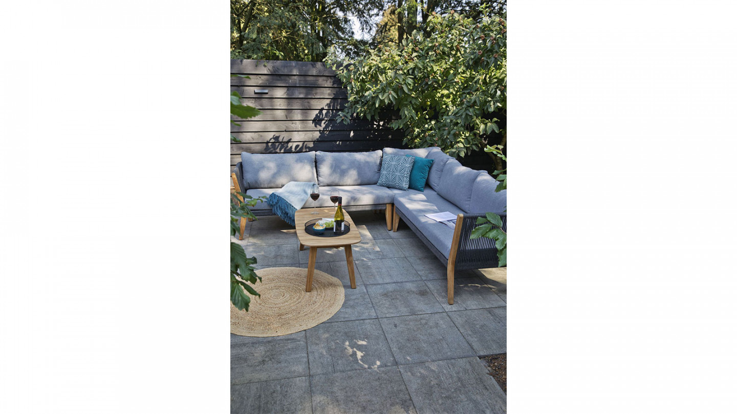 Salon de jardin d'angle en teck et corde 5 places - San Remo - Homifab