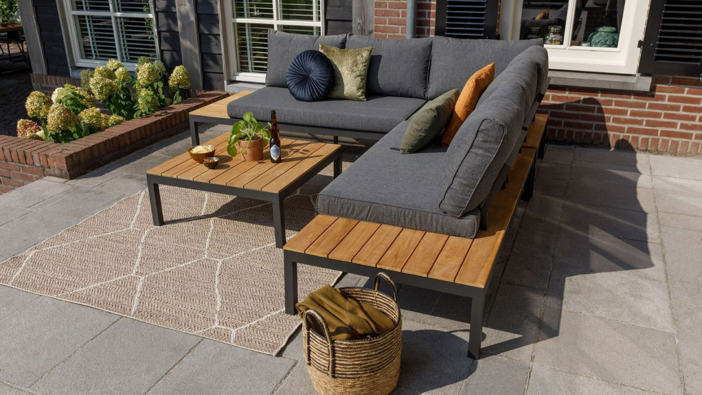 Salon de jardin d'angle en teck 5 places - La Vida