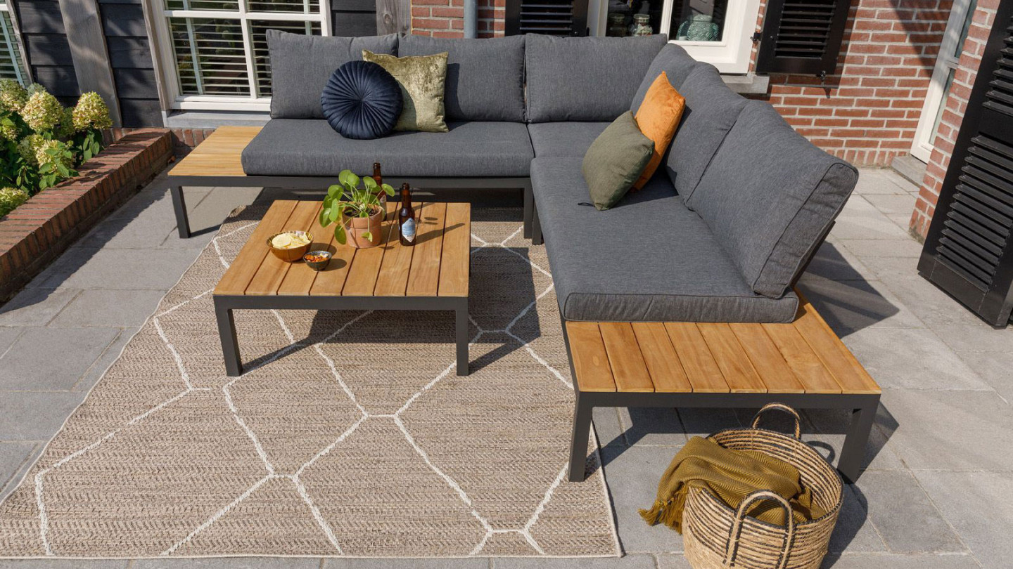Salon de jardin d'angle en teck 5 places - La Vida