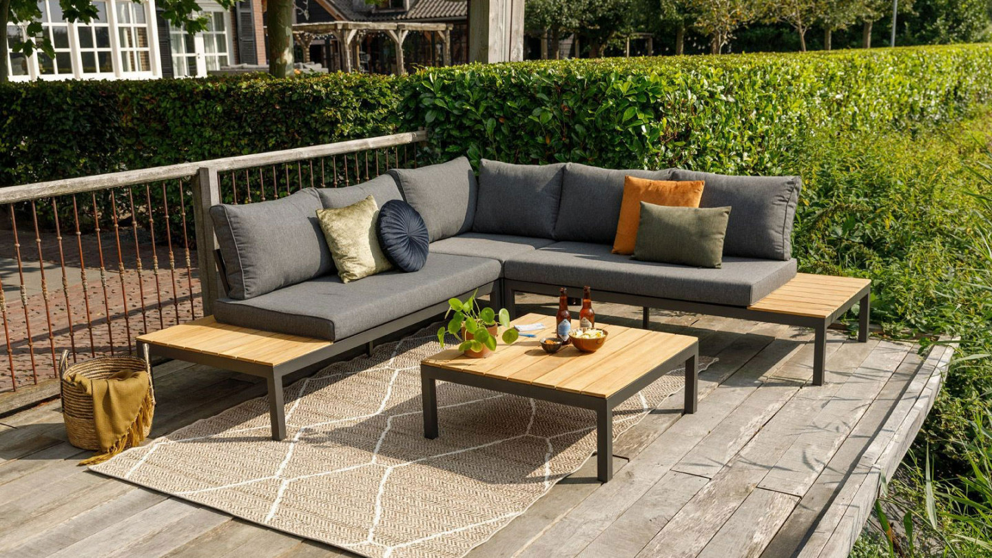 Salon de jardin d'angle en teck 5 places - La Vida