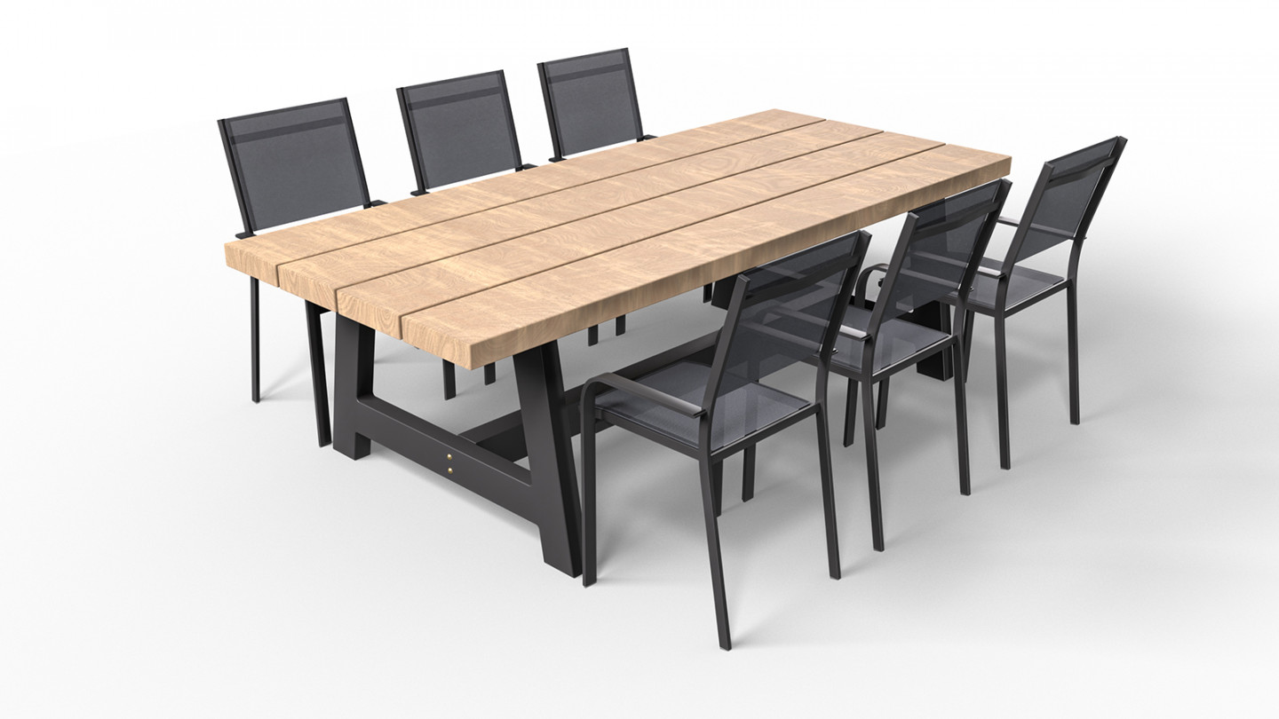 Ensemble table extensible de jardin 160 - 220 cm + 6 chaises