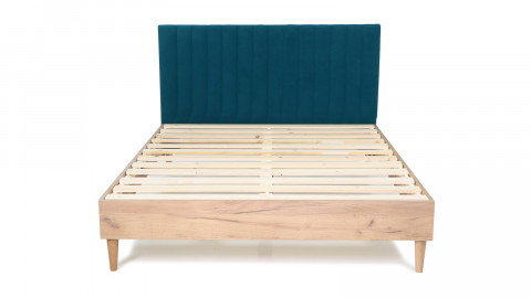 Tête de lit matelassé en velours bleu 140 cm - Eliot